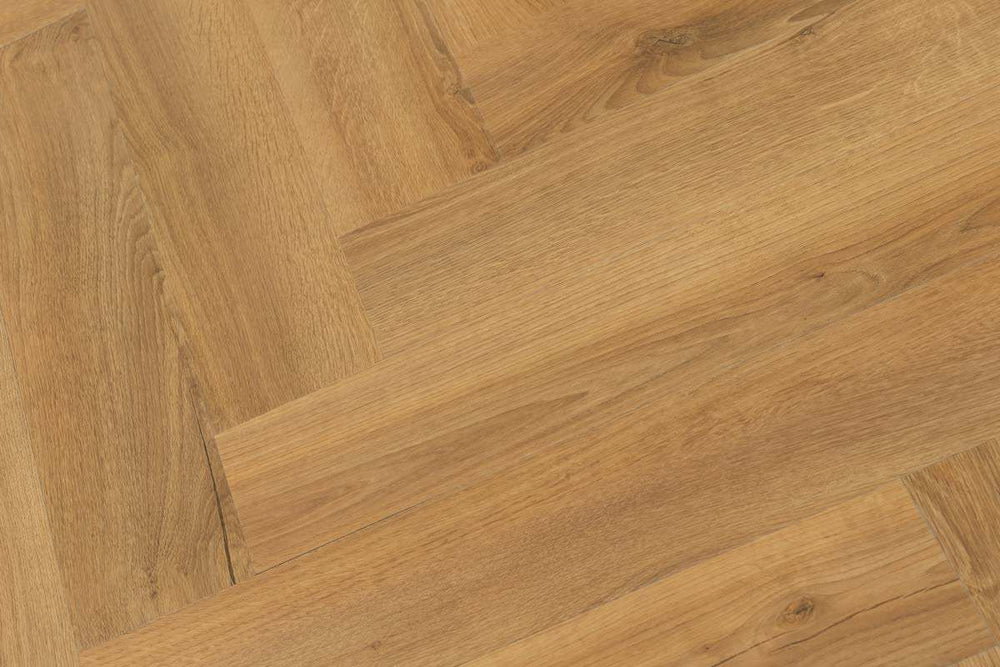 Spectra Luxury Acoustic Rigid Core Click Vinyl Flooring Roasted Peanut Oak Herringbone Built-In Underlay