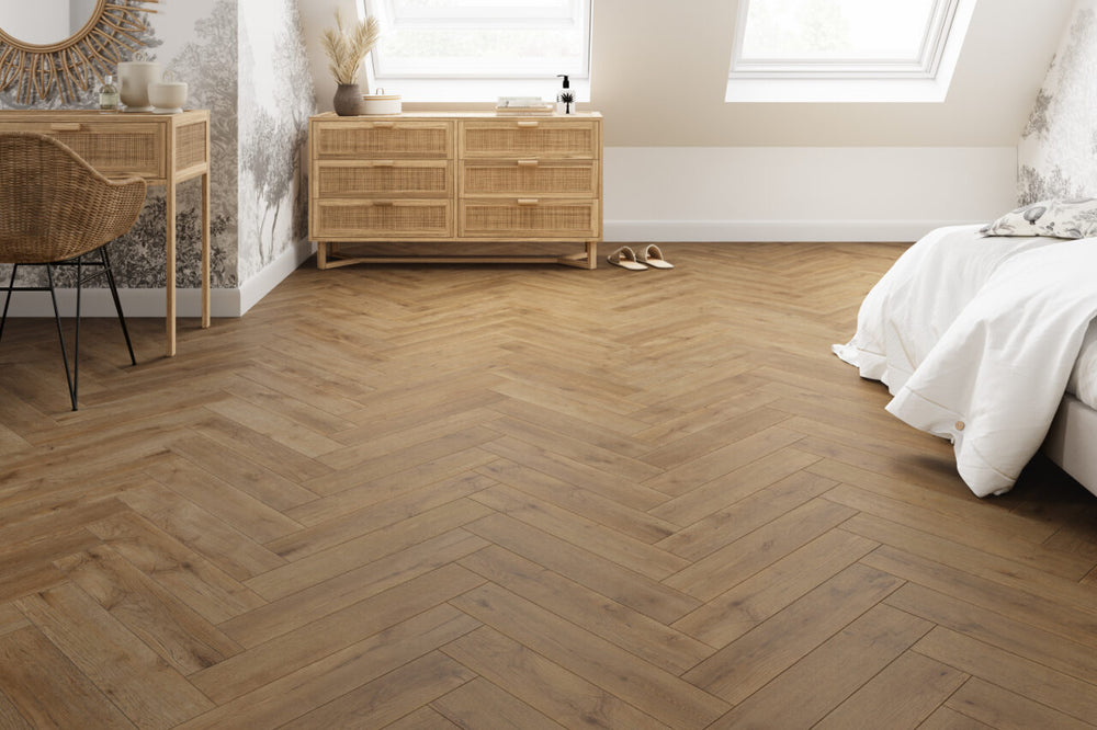 Spectra Luxury Gluedown Vinyl Flooring Biscotti Oak Herringbone