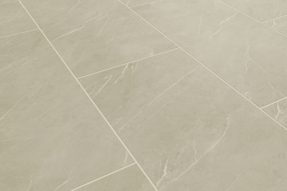 Audacity Rigid Core Pre-Grout Click Vinyl Flooring Cream Stone Tile Built-In Underlay