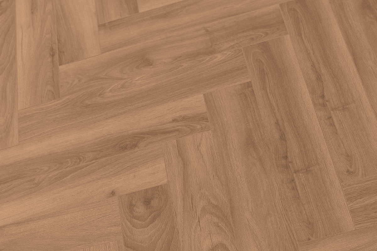 Series Woods 8mm Herringbone Laminate Flooring Warm Honey Oak K450