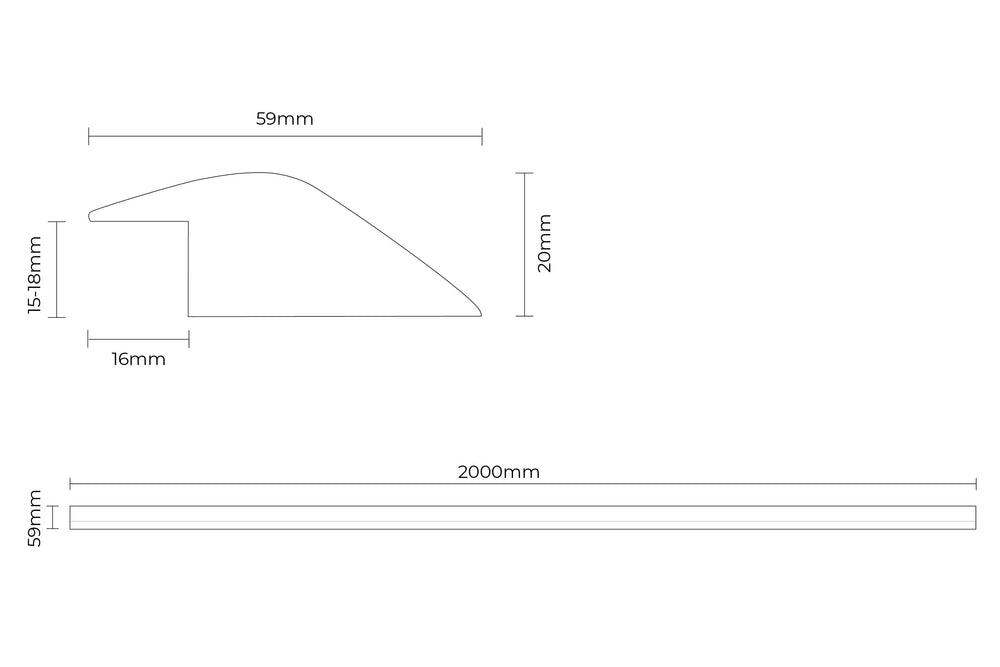 Solid Hardwood Ramp Profile 2m Espresso Natural Oak