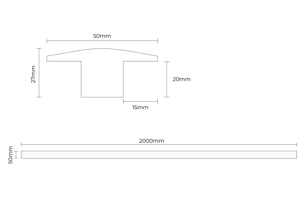 Solid Hardwood T Profile 2m White Wash
