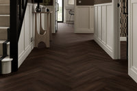 Spectra Luxury Acoustic Rigid Core Click Vinyl Flooring Dark Chocolate Oak Herringbone Built-In Underlay