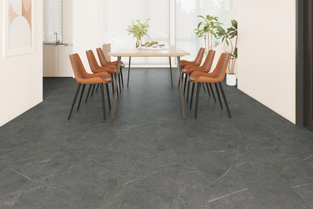 Spectra Luxury Rigid Core Click Vinyl Slate Grey Tile Built-In Underlay
