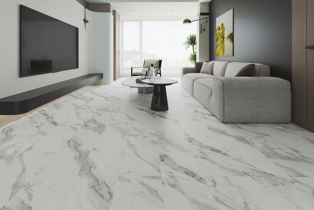 Spectra Luxury Rigid Core Click Vinyl Winter White Tile Built-In Underlay