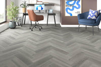Spectra Luxury Rigid Core Click Vinyl Pewter Grey Herringbone Built-in Underlay
