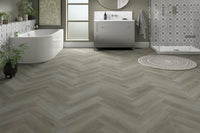 Spectra Luxury Rigid Core Click Vinyl Soft Pebble Grey Herringbone Built-in Underlay