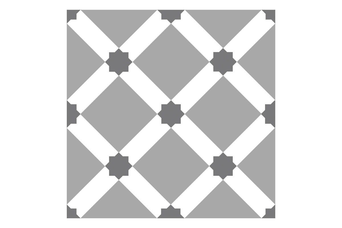 Chiara Patterned Grey Ornamental Matt Porcelain Tile