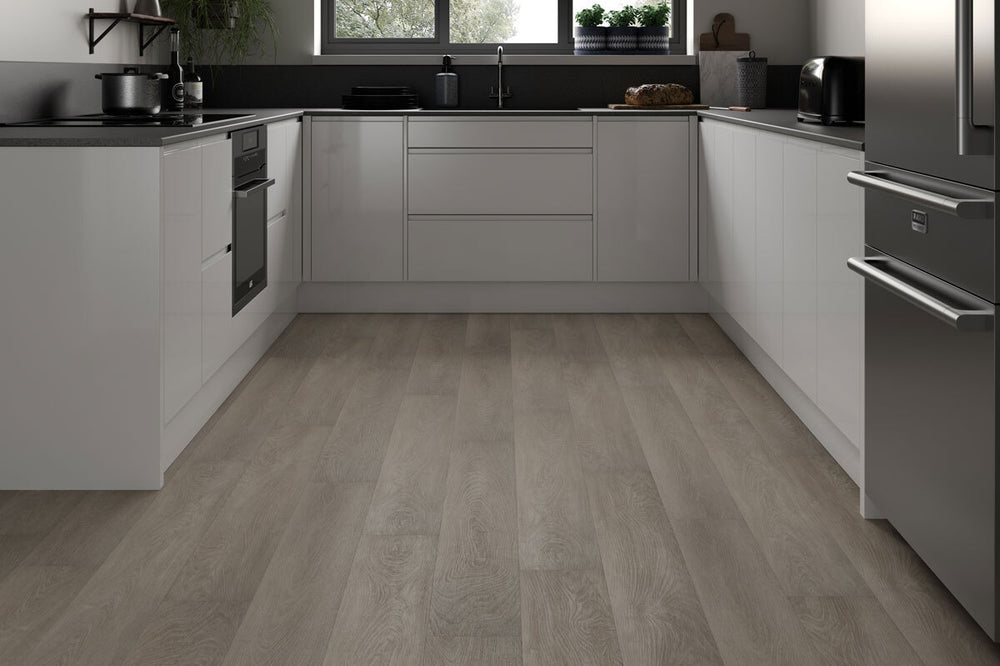Spectra Luxury Gluedown Vinyl Flooring Light Grey Oak Plank