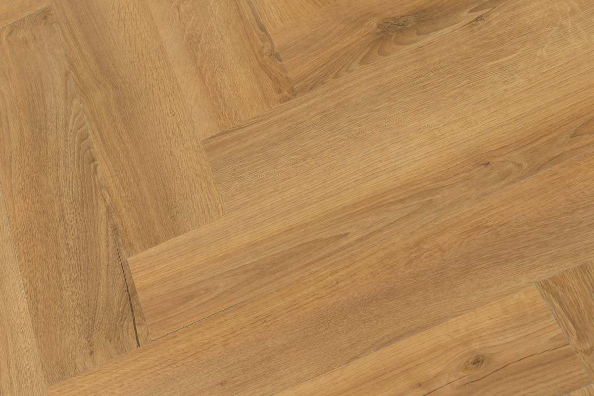 Spectra Luxury Acoustic Rigid Core Click Vinyl Flooring Roasted Peanut Oak Herringbone Built-In Underlay