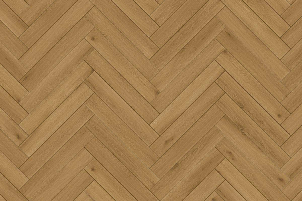Audacity 12mm Laminate Herringbone Brown Sugar Oak Built-in Underlay