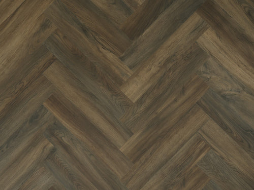 Spectra Luxury Acoustic Rigid Core Click Vinyl Flooring Cocoa Oak Herringbone Built-In Underlay