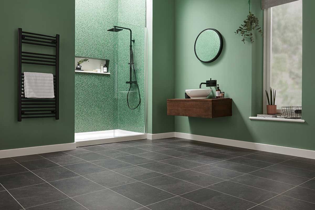 Karndean Knight Tile Black Riven Slate Gluedown Luxury Vinyl Tile ST15