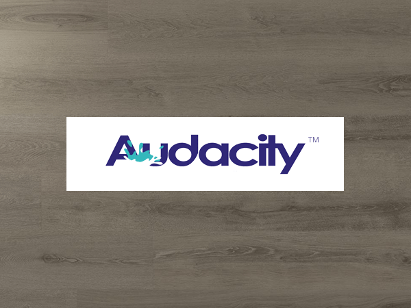 Audacity logo on a laminate flooring