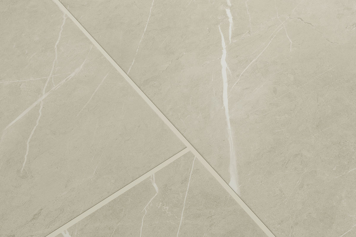 Audacity Rigid Core Pre-Grout Click Vinyl Flooring Cream Stone Tile Built-In Underlay