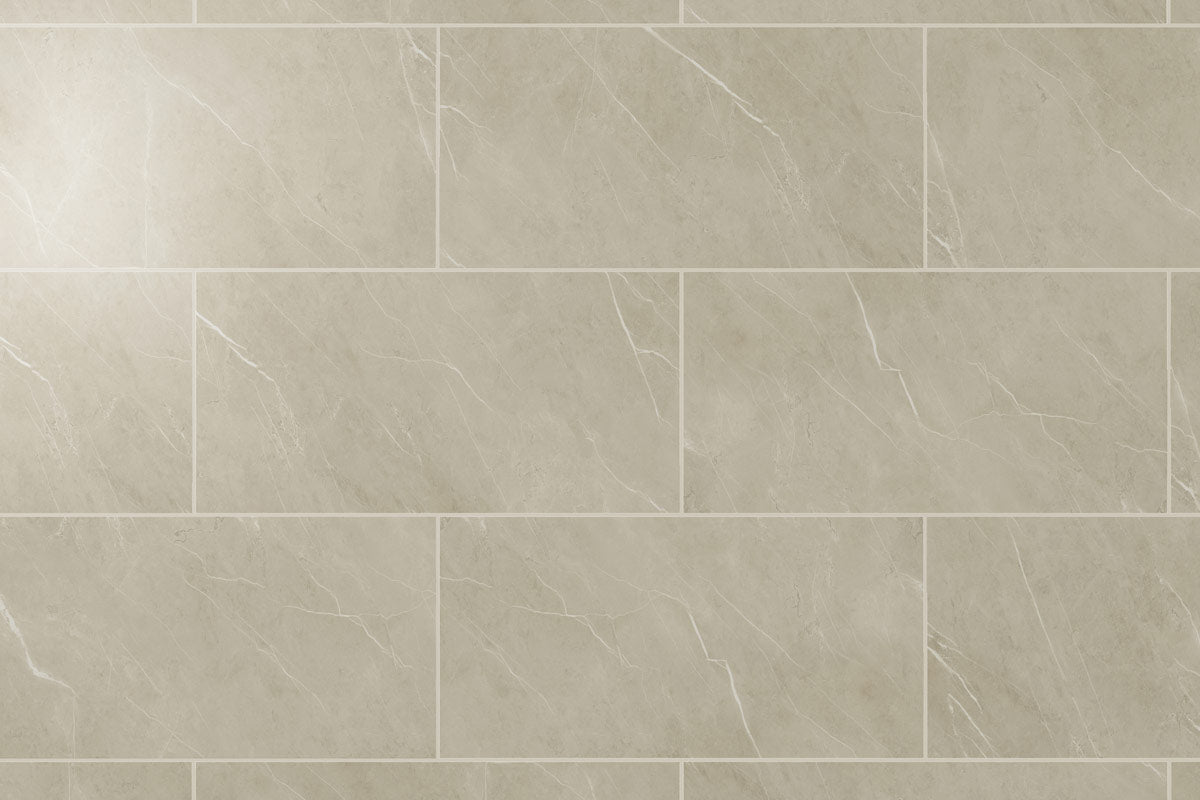 Audacity Rigid Core Pre-Grout Click Vinyl Flooring Cream Stone Tile Built-In Underlay