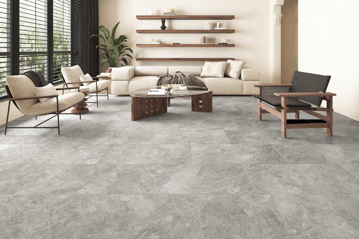 Audacity Rigid Core Pre-Grout Click Vinyl Flooring Grey Marble Tile