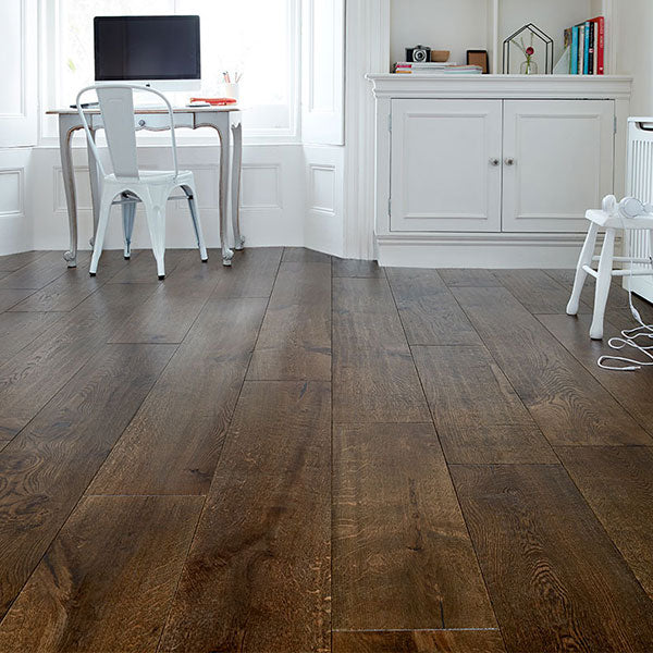 Galleria Professional Engineered European Rustic Oak Flooring 20mm x 240mm Deep Forest Brown Lacquered