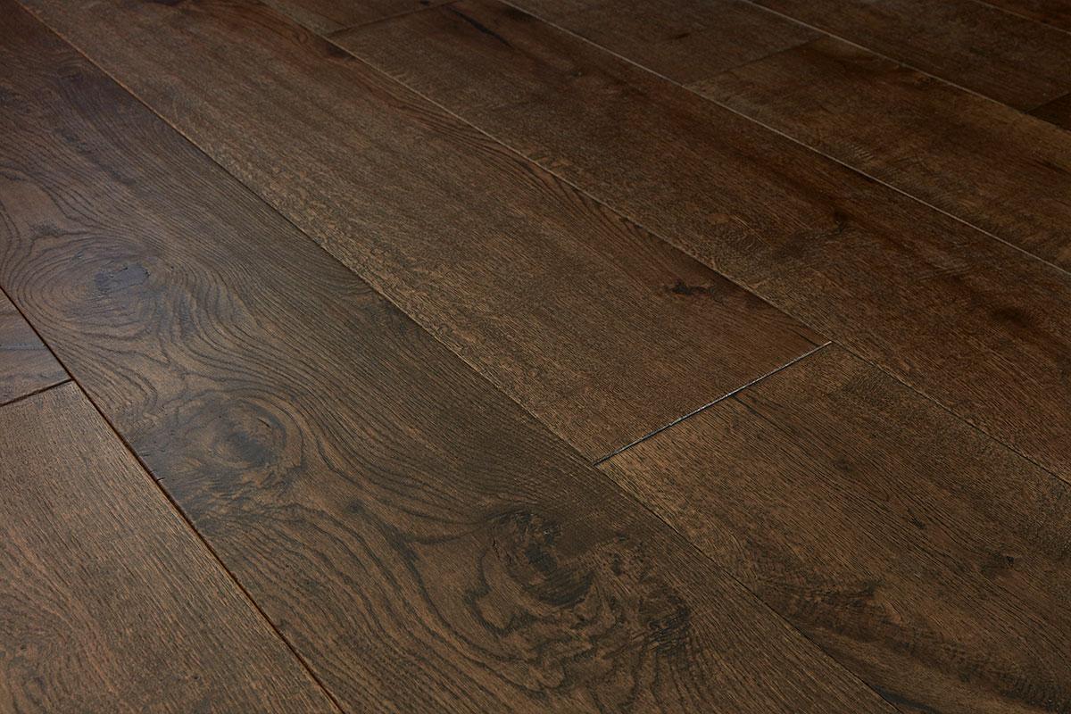 Galleria Professional Engineered European Rustic Oak Flooring 14mm x 190mm Deep Forest Brown Lacquered