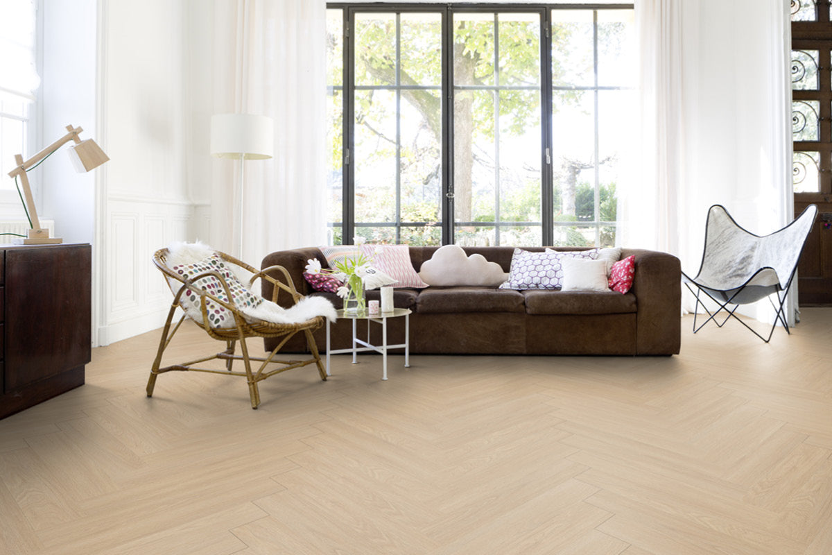 Gerflor Virtuo 55 Acoustic Blomma Beige Herringbone Click Luxury Vinyl