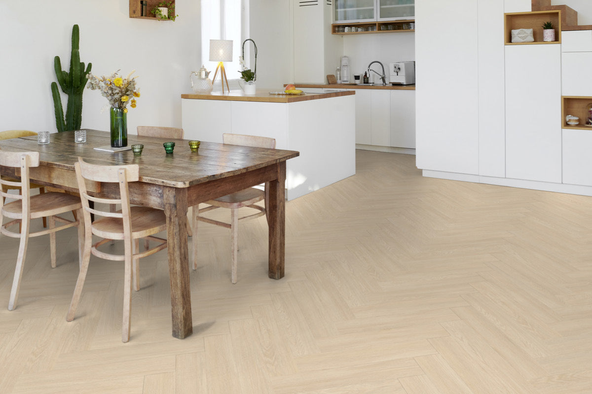 Gerflor Virtuo 55 Acoustic Blomma Cream Herringbone Click Luxury Vinyl