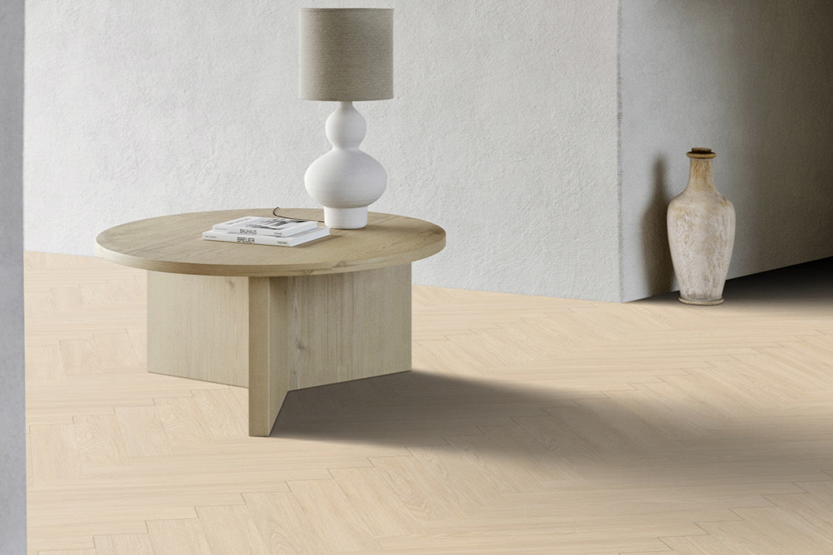 Gerflor Virtuo 55 Acoustic Blomma Cream Herringbone Click Luxury Vinyl