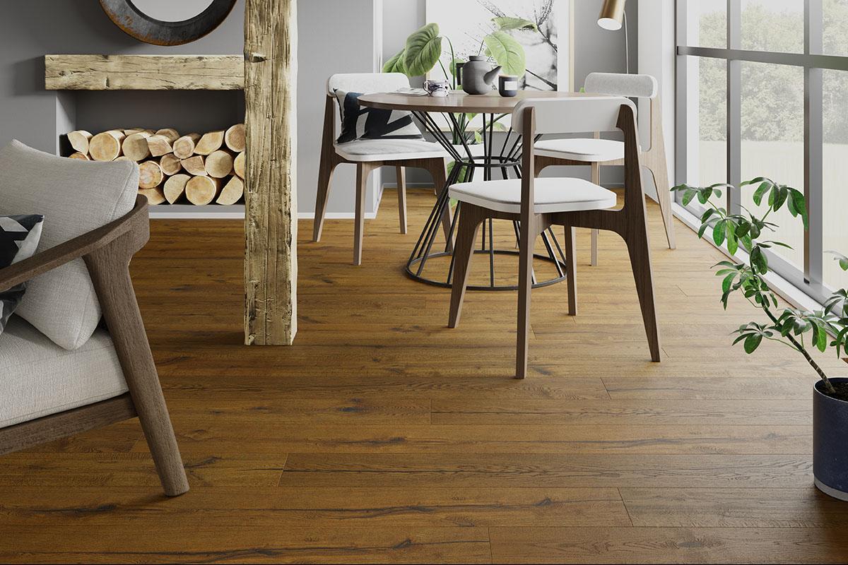 Galleria Professional Distressed Extra Rustic Engineered Oak Flooring 14mm x 190mm Gingerbread Lacquered