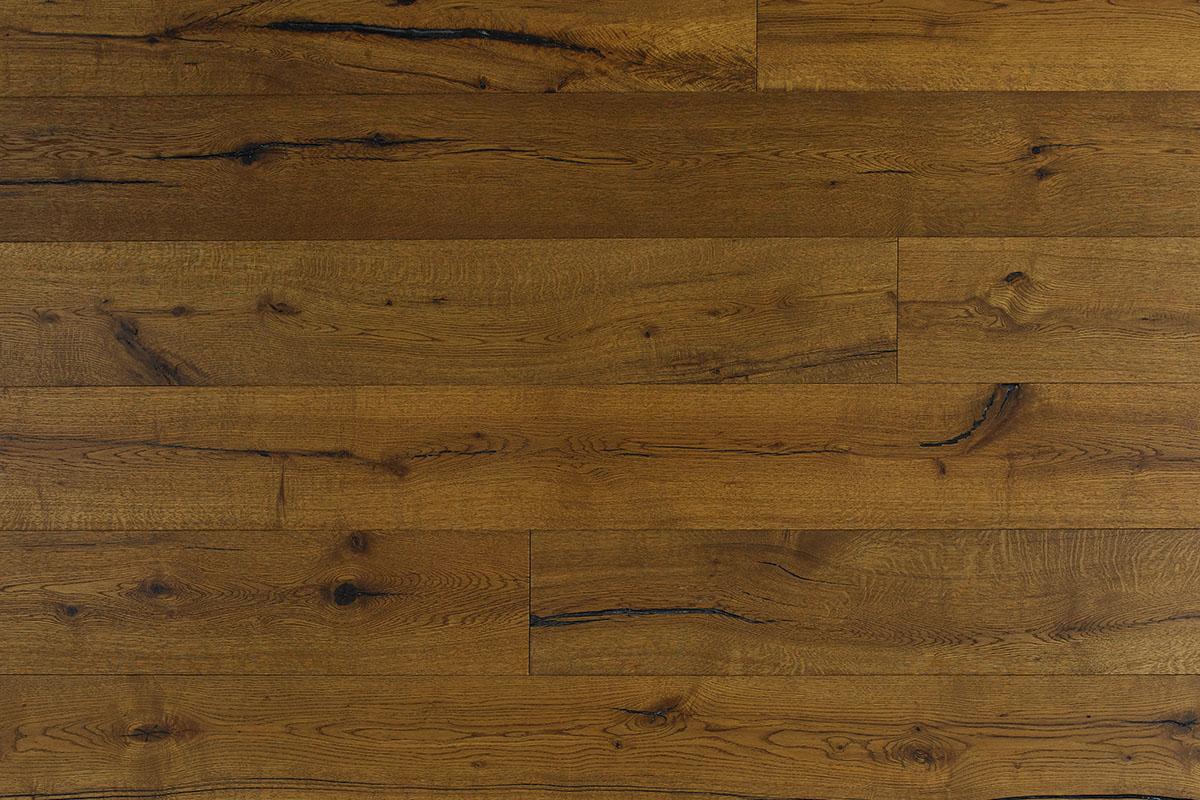 Galleria Professional Distressed Extra Rustic Engineered Oak Flooring 14mm x 190mm Gingerbread Lacquered