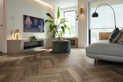 Karndean Knight Tile Cocoa Limed Oak Gluedown Herringbone