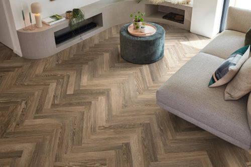 Karndean Knight Tile Cocoa Limed Oak Gluedown Herringbone
