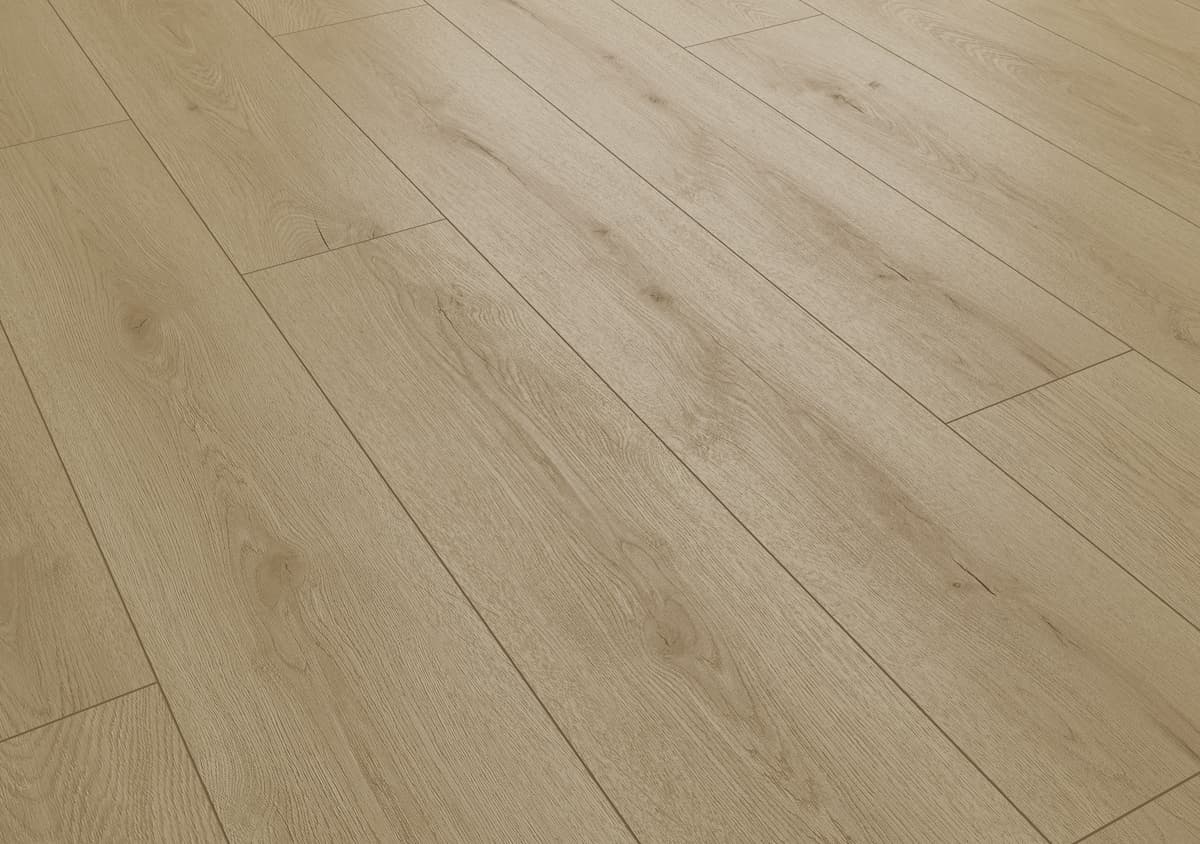 Audacity 12mm Laminate Flooring Light Beige Oak Built-in Underlay