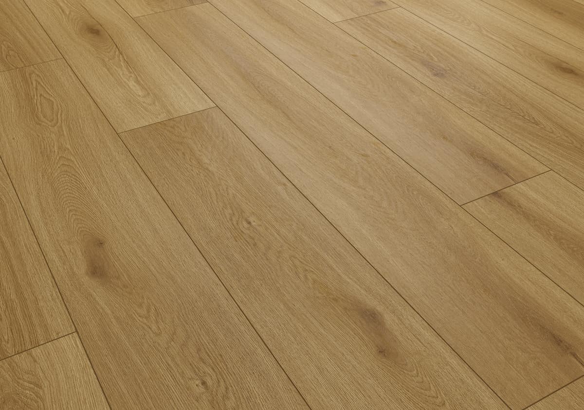 Audacity 12mm Laminate Flooring Brown Sugar Oak Built-in Underlay