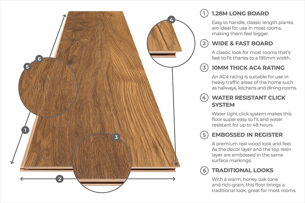 Aqualock 10mm Laminate Flooring Tawny Oak EXHC8155