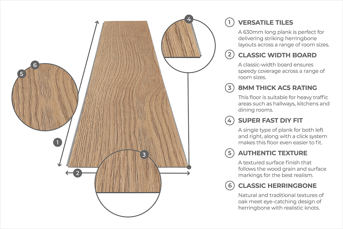 Series Woods 8mm Herringbone Laminate Flooring Golden Oak 8HB5947
