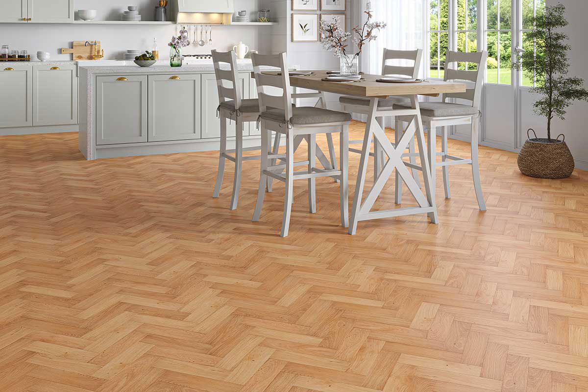 Home Choice Engineered Rustic Oak Herringbone 10mm x 80mm Gardenia Brushed UV Oiled