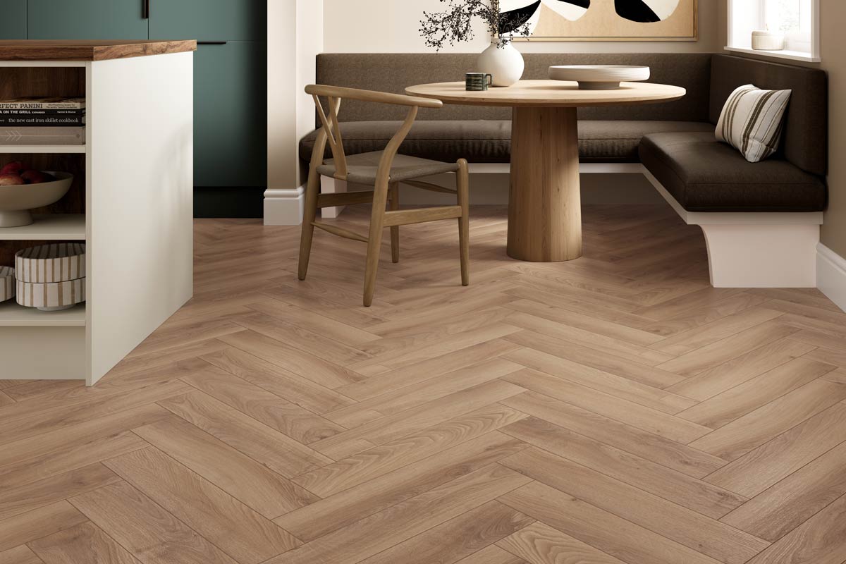 Series Woods 8mm Herringbone Laminate Flooring Golden Oak 8HB5947