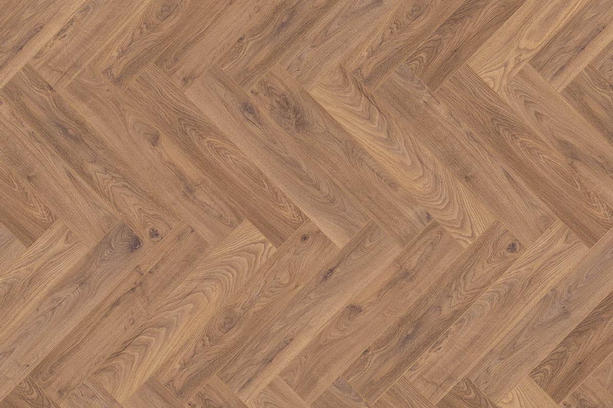 Series Woods 8mm Herringbone Laminate Flooring Warm Honey Oak K450