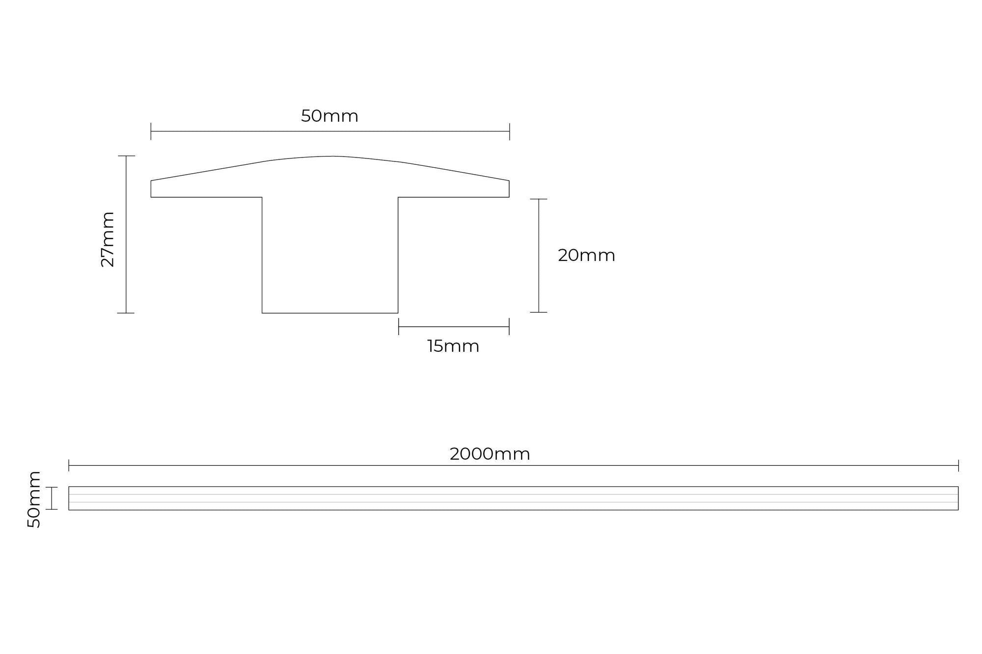 Solid Hardwood T Profile 2m Antique