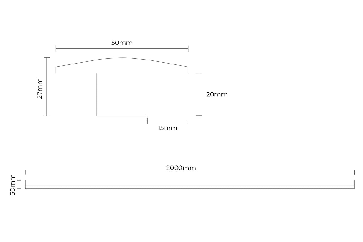 Solid Hardwood T Profile 2m White Wash