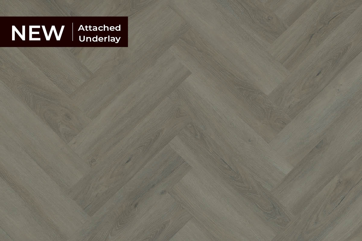 Spectra Luxury Rigid Core Click Vinyl Soft Pebble Grey Herringbone Built-in Underlay