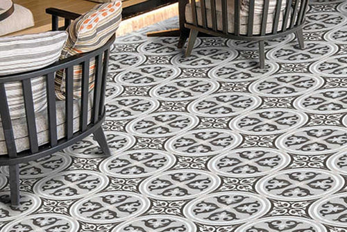 Liliana Patterned Dark Grey Gaudi Matt Porcelain Tile