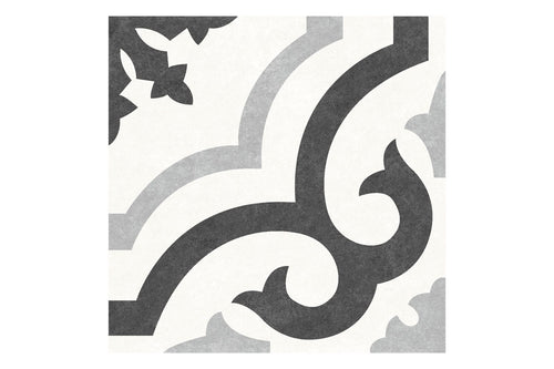 Liliana Patterned Dark Grey Gaudi Matt Porcelain Tile