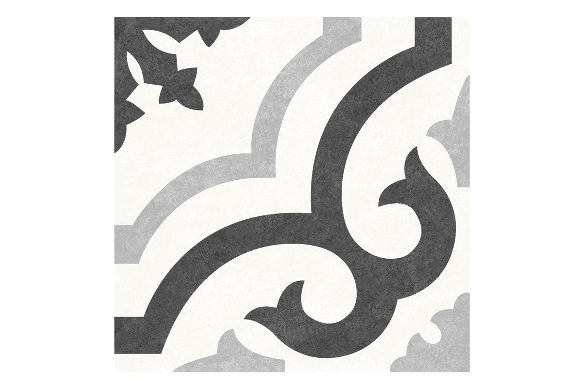 Liliana Patterned Dark Grey Gaudi Matt Porcelain Tile