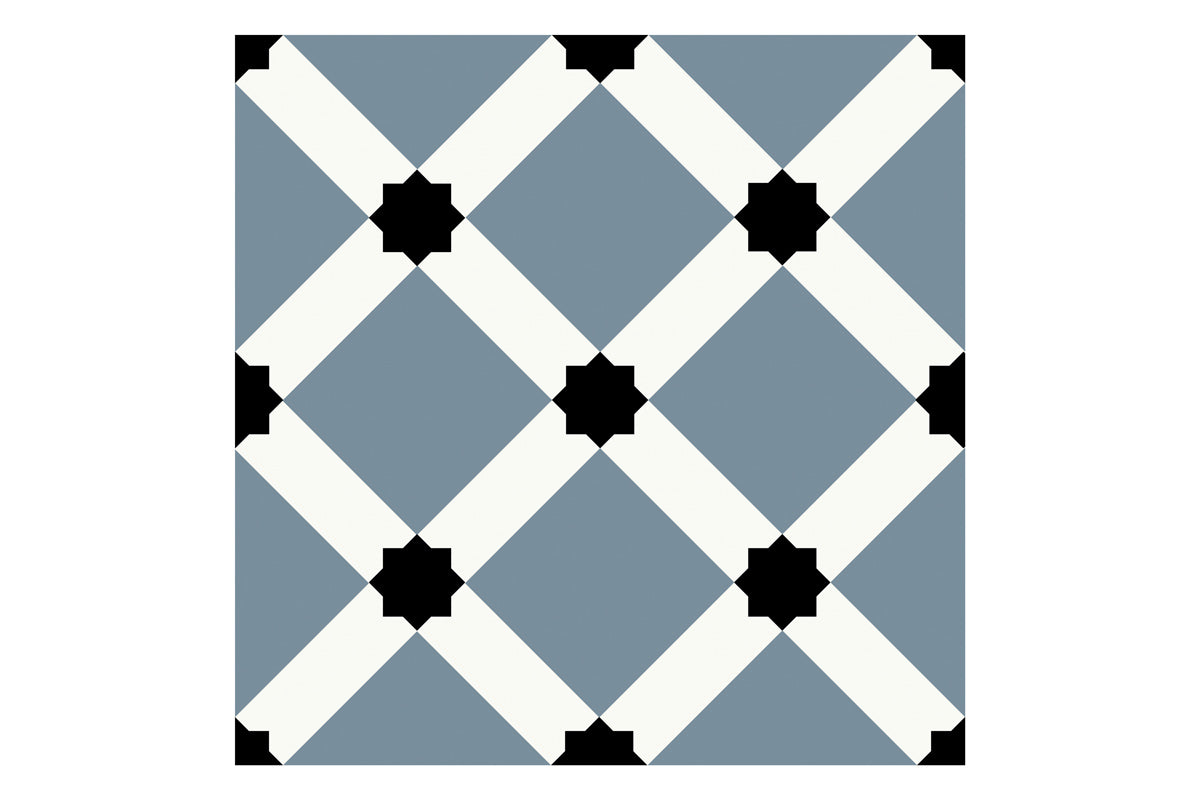 Chiara Concrete Blue Ornamental Matt Porcelain Tile