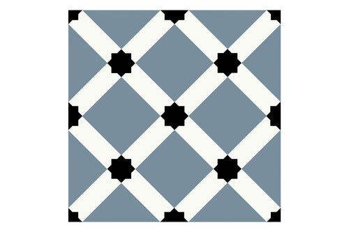 Chiara Patterned Blue Ornamental Matt Porcelain Tile