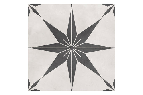 Alessia Patterned Grey Star Matt Porcelain Tile
