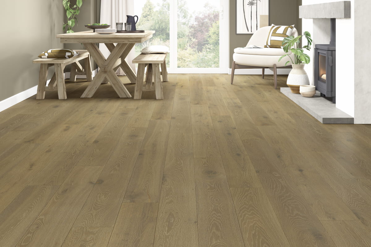 Galleria Professional Engineered European Rustic Oak Flooring 20mm x 190mm Stoney Grey Oiled