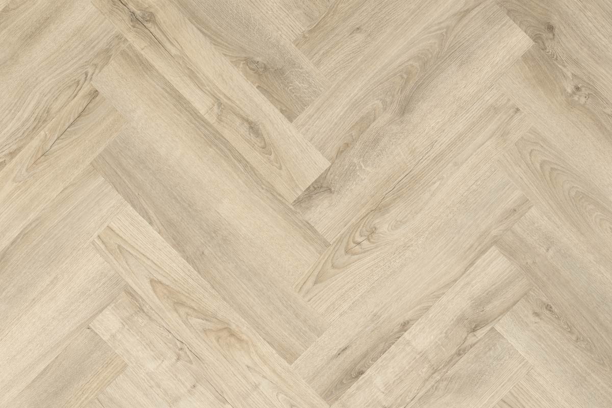 Spectra Luxury Acoustic Rigid Core Click Vinyl Flooring Almond Oak Herringbone Built-In Underlay
