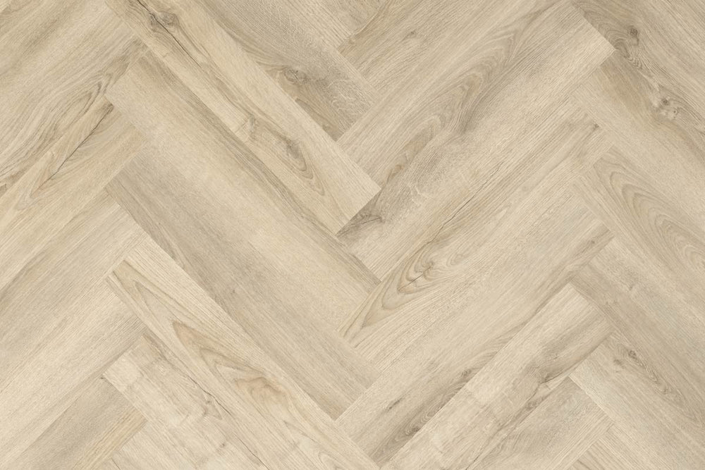 Spectra Luxury Acoustic Rigid Core Click Vinyl Flooring Almond Oak Herringbone Built-In Underlay