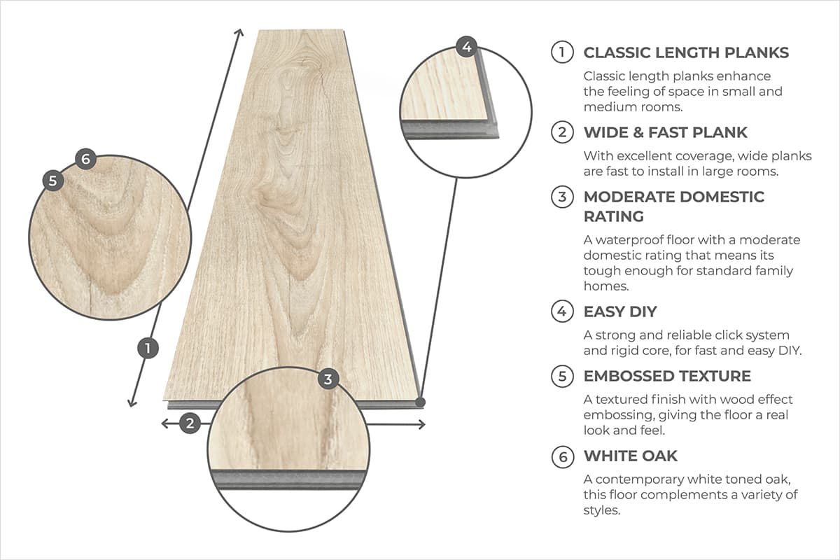 Spectra Luxury Acoustic Rigid Core Click Vinyl Almond Oak Plank Built-in Underlay